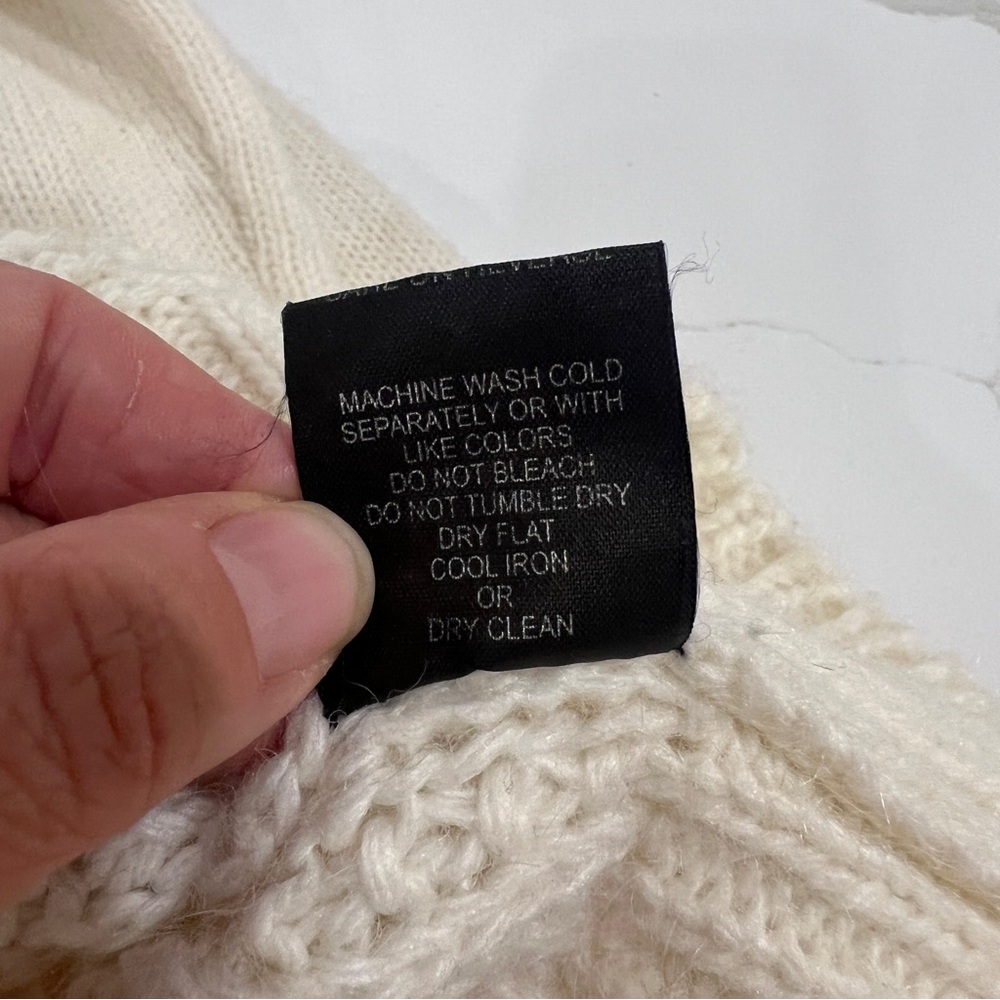 Silvia Novelli Alpaca Wool Blend Knit Sweater Ivory Large Italy Fisherman - Picture 5 of 11